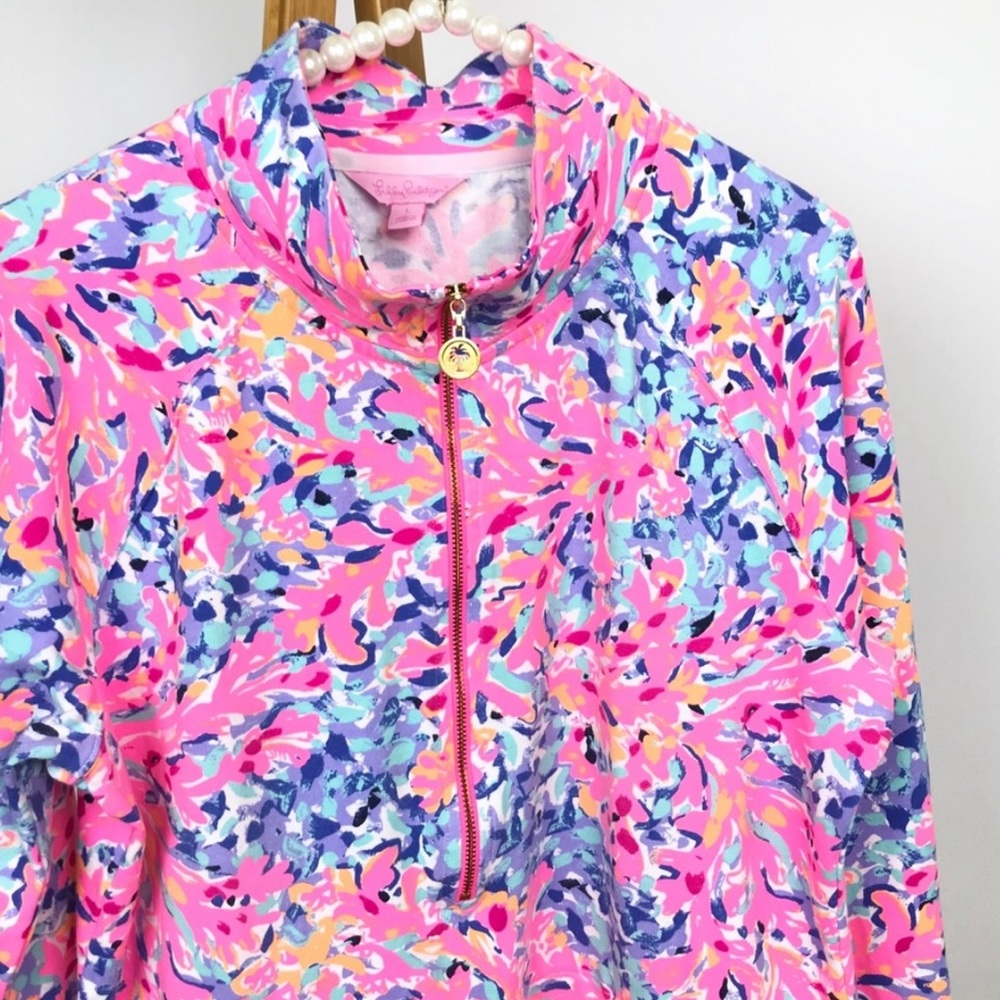 Lilly Pulitzer Coco Coral Crab Skipper Zip Popover